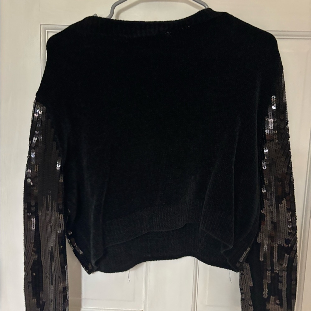 Zara Black Sequin Long-Sleeve Sweater - Picture 3 of 4
